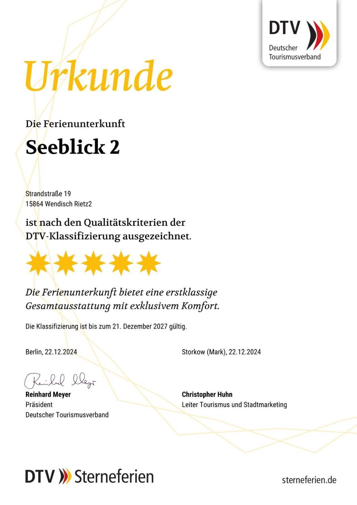 5*ferienwohnung Seeblick 2 Apartment Wendisch Rietz